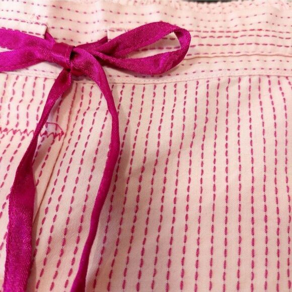 DKNY by Donna Karan Pink Magenta Embroidered Wide Leg Capri Pajama Pants Sz M - Picture 7 of 12